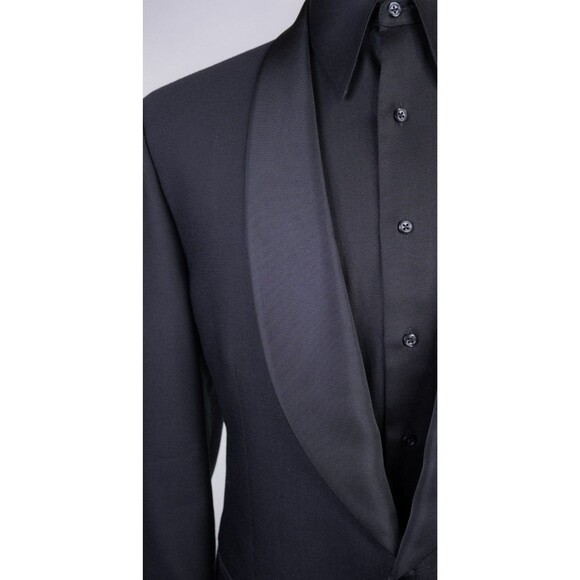 Joseph Abboud Tuxedo Blazer Mens Solid Black Dinner Jacket Coat Sz 40R/S 2-Buttn - Picture 5 of 14